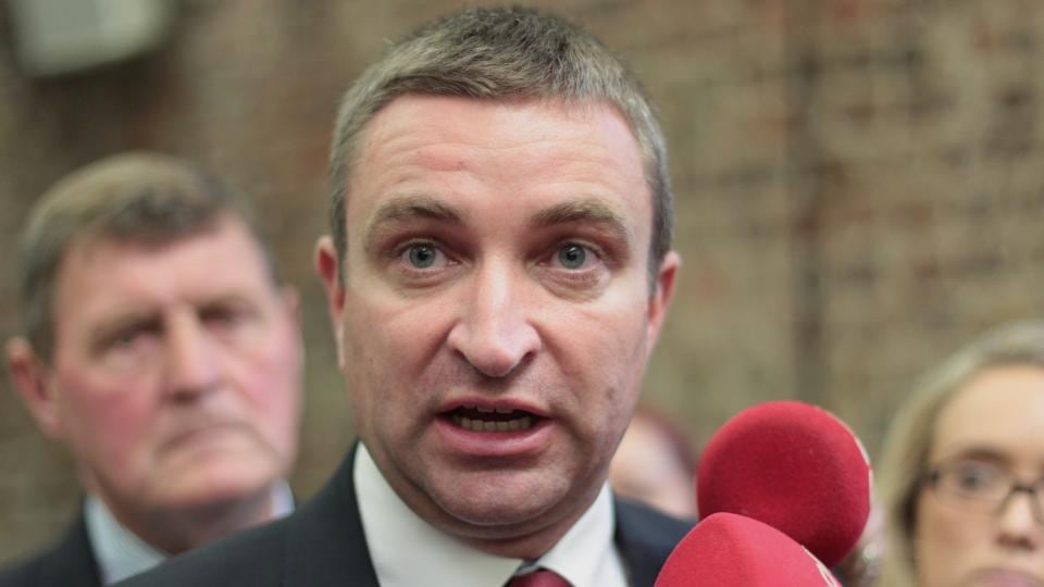 Fianna Fail director of elections Niall Collins talks to reporters at Dublin Castle as counting of votes in the referendums on the future of the Seanad and the establishment of a new Court of Appeal coninues. Photograph: PA