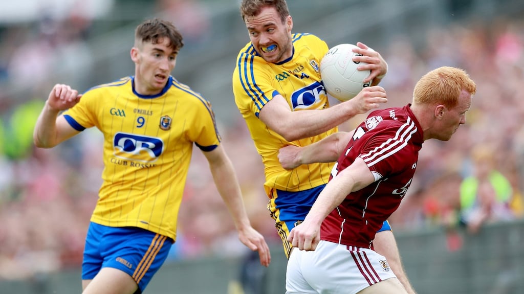 Senan Kilbride in his last appearance for Roscommon against Galway. Photograph: James Crombie/Inpho