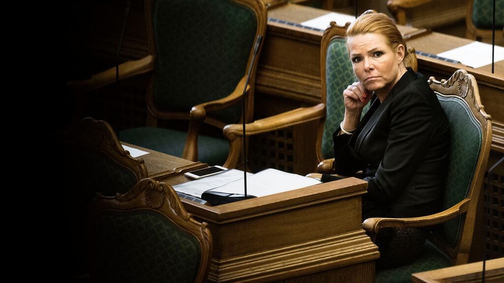Denmark’s minister of immigration and integration Inger Stojberg at the asylum seekers debate in the Danish Parliament. Photograph: Mathias Loevgreen/Reuters