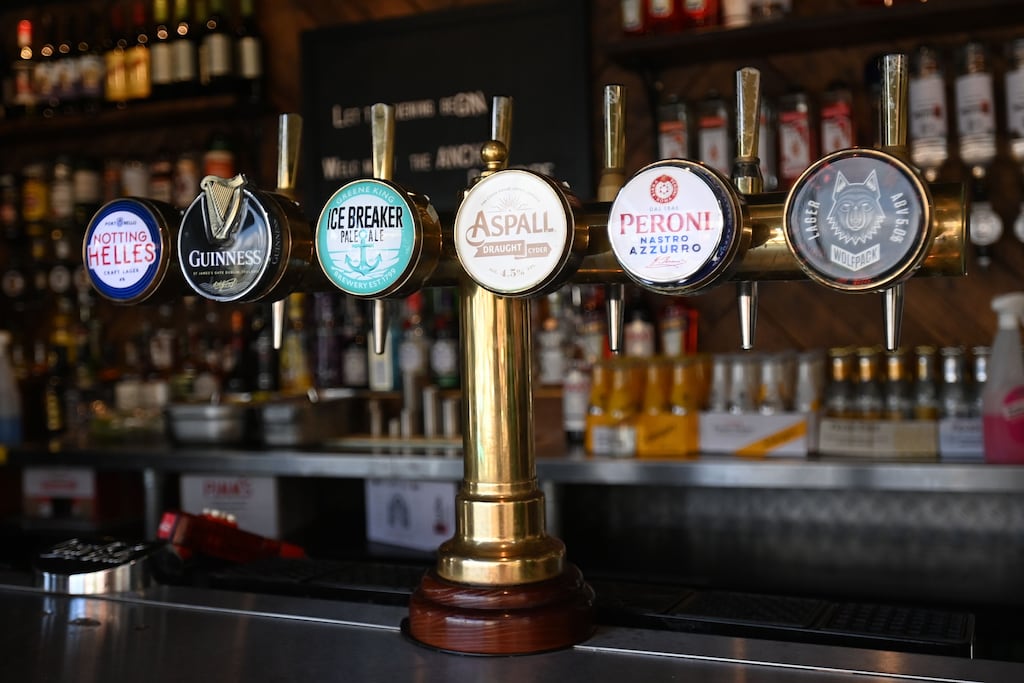 Guinness surge: Beer taps at a pub in London, where the Irish stout is becoming increasingly popular. Photograph: Andy Rain/Shutterstock