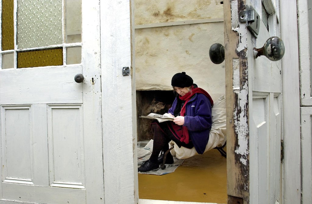 Art from life: Camille Souter in the room she referred to as the Folly, across from her studio on Achill Island, in March 2001. Photograph: Brenda Fitzsimons
