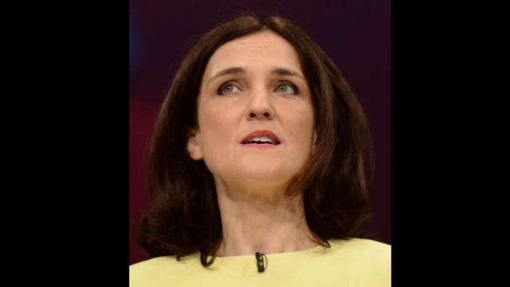 Northern Ireland Secretary of State Theresa Villiers addresses the Conservative Party conference at Manchester Central on Wednesday. Photograph: PA