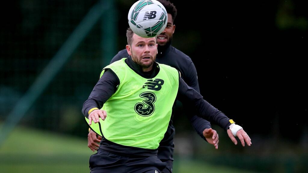 Republic of Ireland midfielder Alan Judge in training. Photograph: Ryan Byrne/Inpho
