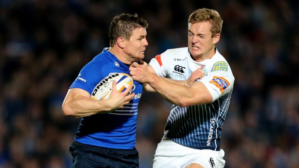 Leinster’s Brian O’Driscoll in action against the Cardiff Blues last weekend. The Leinster centre will miss tomorrow’s match in Limerick.