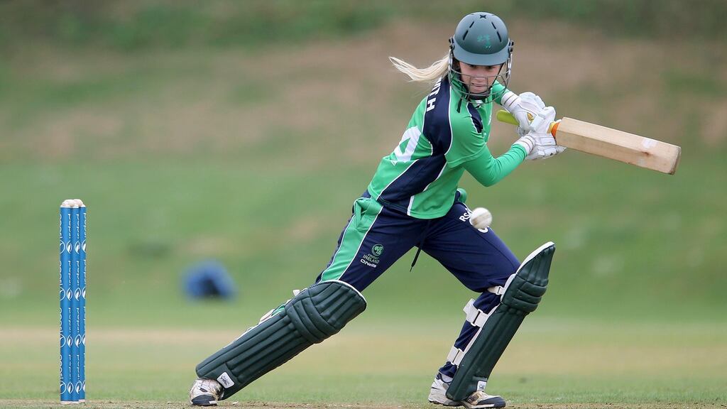 Kim Garth starred with both bat and ball in Ireland’s 119-run win over Zimbabwe at the Women’s World Cup qualifier in Sri Lanka. Photograph: Lorraine O’Sullivan/Inpho