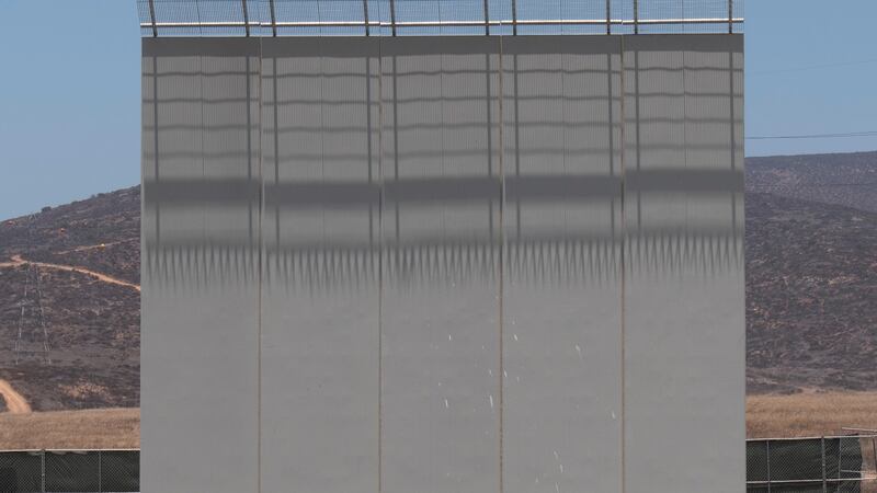 Prototype for Trump’s Wall, viewed from Mexico. Photograph: Elaine Byrne