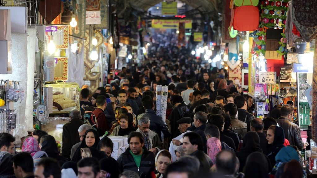 Clockwise from top: Tehran’s ancient grand bazaar – Iran has the second largest economy in the Middle East