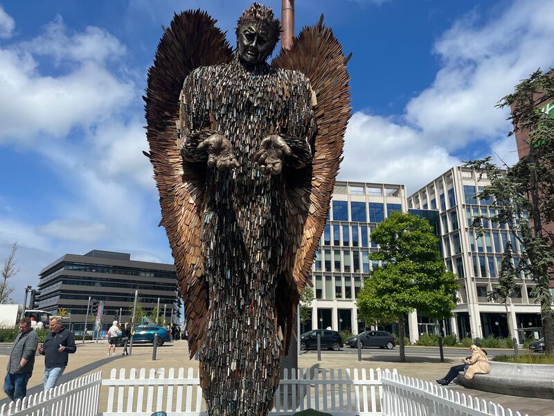 The Knife Angel sculpture which is made from 100,000 confiscated blades. Photograph: Mark Paul