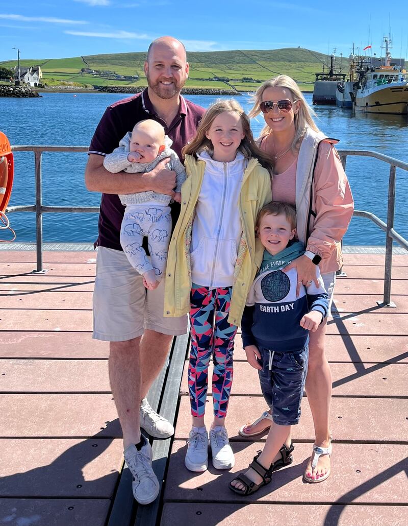 Sinead Hingston, from Kilternan, Co Dublin, with her husband and children Lily (10), Dylan (4) and Alby (nine months).