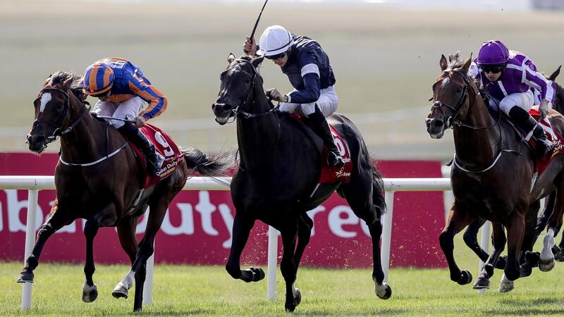 Donnacha O’Brien on Latrobe wins the Irish Derby at the Curragh. Photograph: Morgan Treacy/Inpho