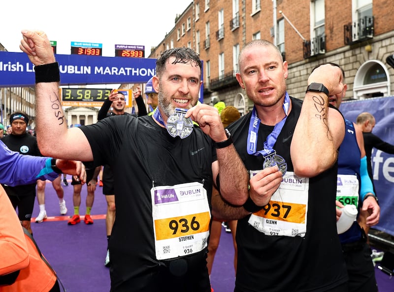 Shamrock Rovers manager Stephen Bradley and assistant manager Glenn Cronin after the race. Photograph: Andrew Conan/Inpho