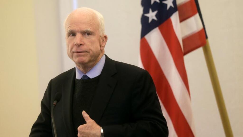 US senator John McCain in Tallinn: ‘The best way to prevent Russian misbehaviour by having a credible, strong military and a strong Nato alliance.’  Photograph:  Reuters