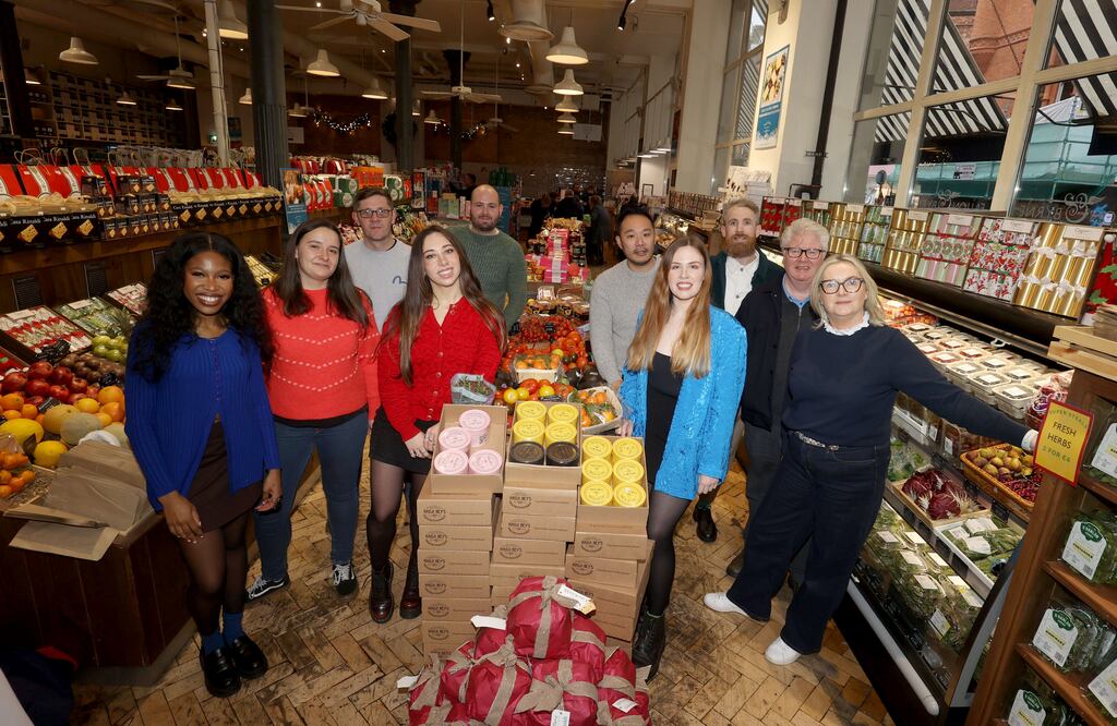Victory Nwabu-Ekeoma, Aishling Moore,Tony Parkin, Alex O’Neill, Robbie McCauley, Kwanghi Chan, Tara Gartlan, Kevin Burke, and Máire and Paul Flynn in Fallon & Byrne in Dublin. Photographs: Tom Honan