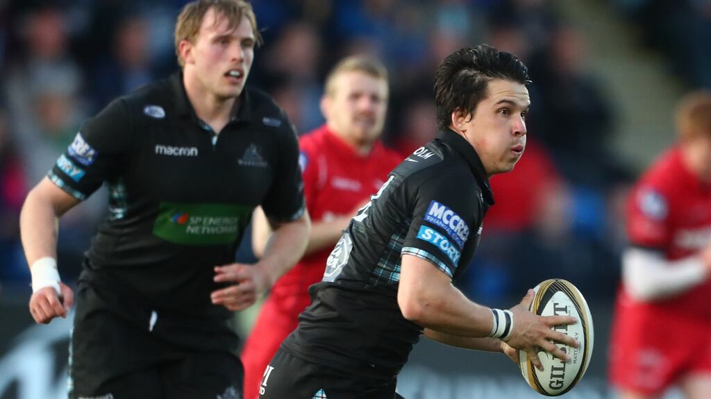 Glasgow’s Sam Johnson makes his debut for Scotland at centre against Italy at Murrayfield. Photograph: James Crombie/Inpho