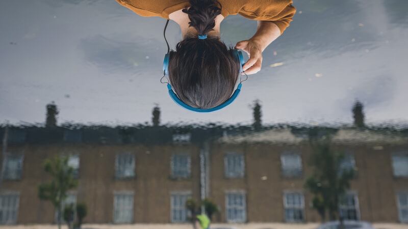 The poster for about:blank, a book and audio-immersive work with Olwen Fouere and Owen Roe