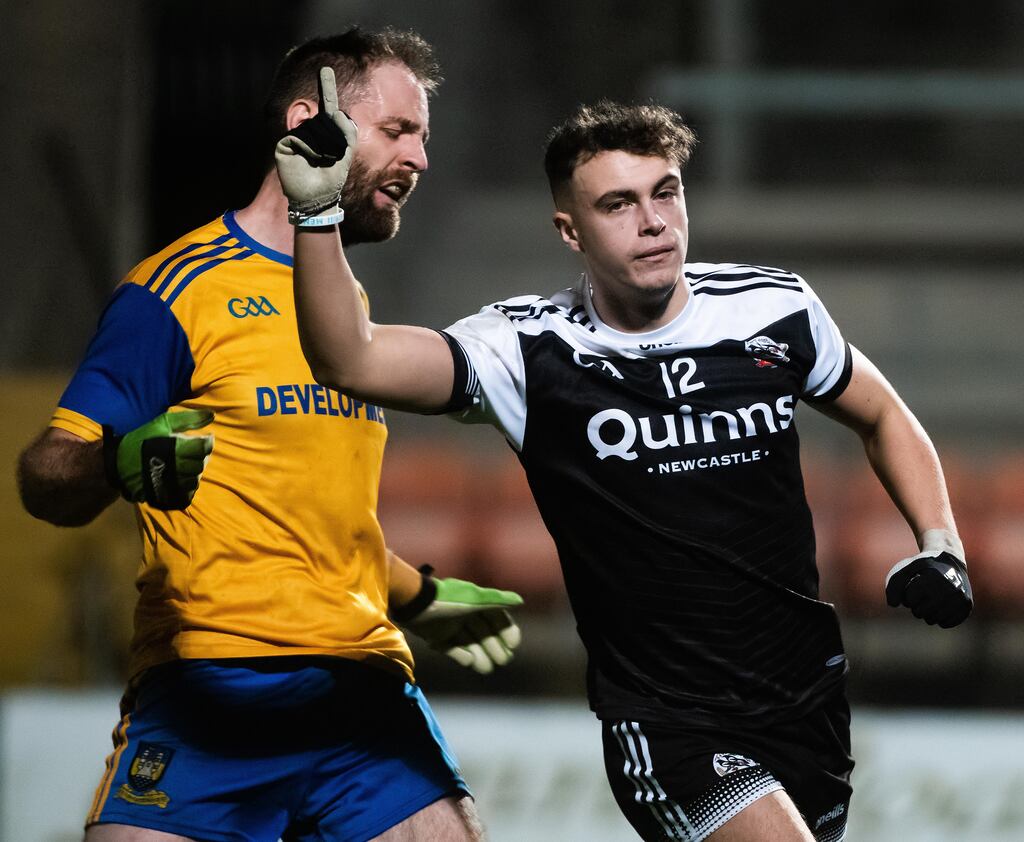 Kilcoo's Shealan Johnston celebrates his goal against Enniskillen. Photograph: Evan Logan/Inpho