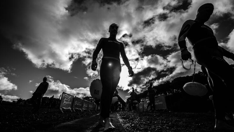 Fjord escort: Competitors head to the start at the Great Fjord Swim in Killary Harbour in September 2016. Photograph: Martin Kalvaster