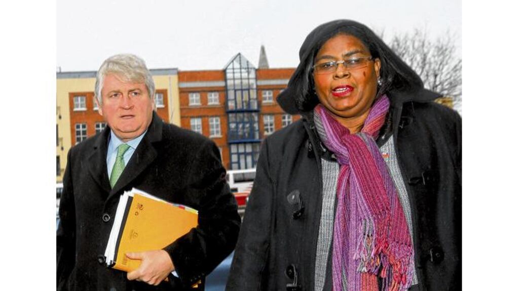 Denis O'Brien and Josefa Gauthier arriving at the Four Courts yesterday before they both gave evidence on the second day of his High Court libel action against the Irish Daily Mail. Photograph: Collins/Courts