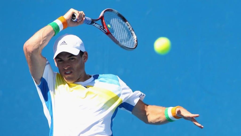 Ireland’s James McGee during his game against Jimmy Wang in a qualifying event for the Australian Open. Photograph: Robert Prezioso/Getty Images