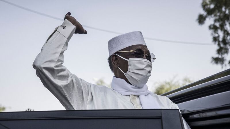 Idriss Déby Itno greets supporters in N’djamena on April 11th after casting his ballot at a polling station in the presidential election, in which he won a sixth term. Photograph: Marco Longari/AFP via Getty Images