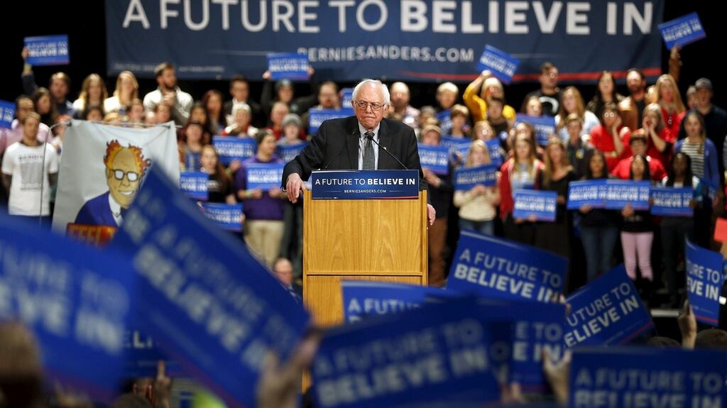 US Democratic presidential candidate Bernie Sanders at a campaign rally in St Paul, Minnesota. Photograph: Eric Miller/Reuters