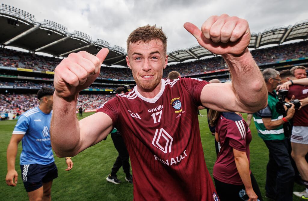 Westmeath’s Ger Egan celebrates after his team's Tailteann Cup final win at Croke Park. Photograph: James Crombie/Inpho