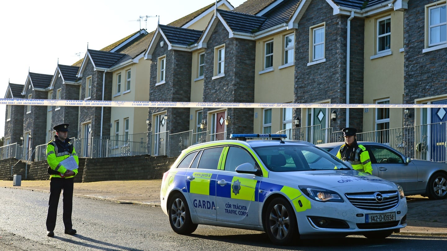 Gardaí at the Mullach Alainn estate in Co Louth where two men were shot dead including garda Tony Golden. Photograph: Dara Mac Dónaill / The Irish Times