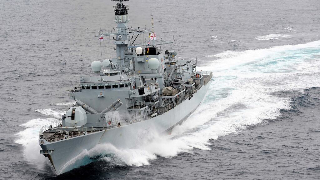 The Royal Navy’s HMS Montrose is pictured at speed in the Mediterranean Sea during an excercise in 2012. Photograph: Reuters