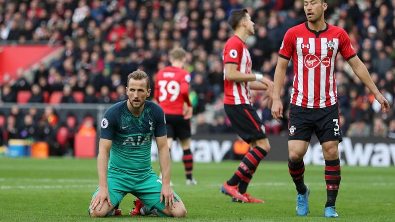 Harry Kane during Tottenham’s 2-1 loss to Southampton at St Mary’s. Photograph: Christopher Lee/Getty