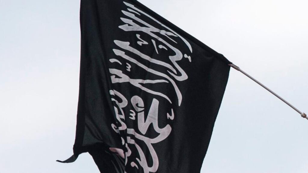 The flag of jihadist group Islamic State. Photograph: EPA/Etienne laurent