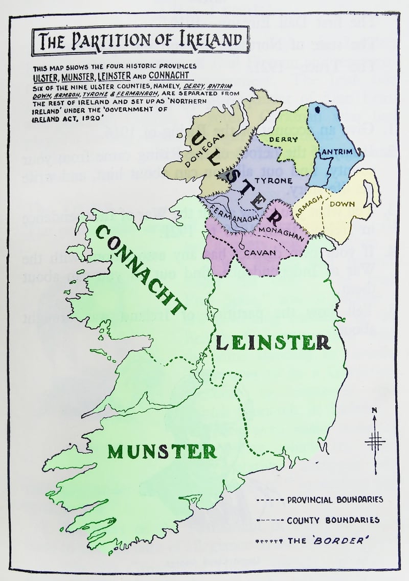 Original caption: Map of the partition of Ireland; the division of the island of Ireland into two distinct territories; Northern Ireland and Southern Ireland in 1921. Photograph: Universal History Archive/UIG via Getty Images
