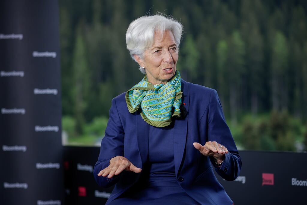European Central Bank president Christine Lagarde. The bank will warm up for interest rate hikes by cutting asset-support programmes it began during the pandemic. Photograph: Jason Alden/Bloomberg