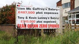 Sign near Border about Quinn directors removed by gardaí