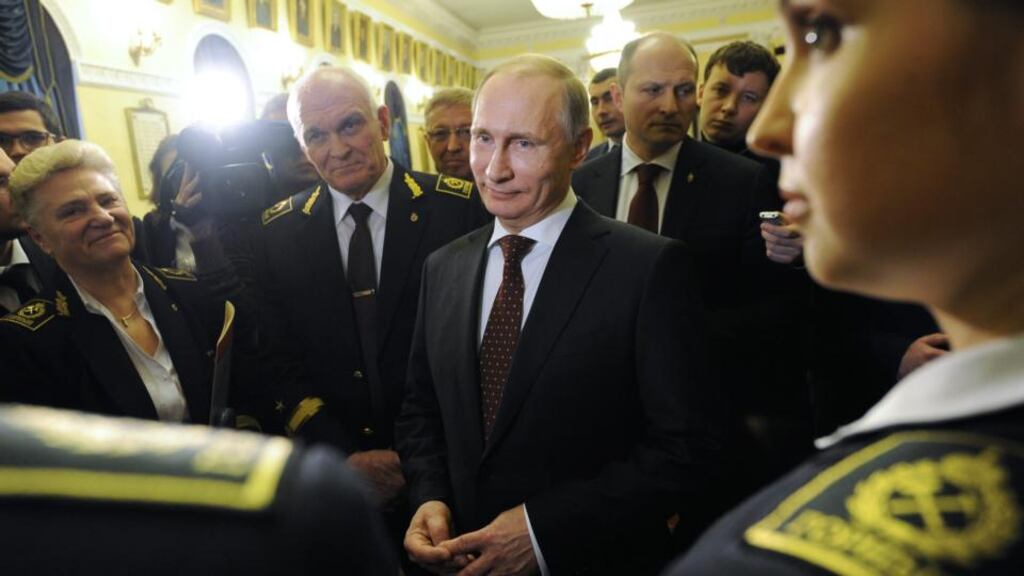 Russian president Vladimir Putin: “We talk about ‘the Ukrainian army, the Ukrainian army’, but who is really fighting there?” Photograph: Mikhail Klimentyev/Ria Novosti /Kremlin Pool/EPA