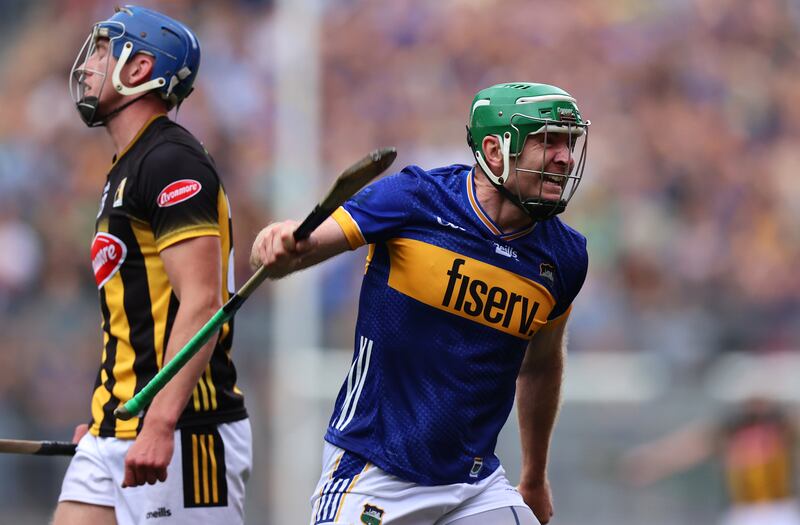 Tipperary's Noel McGrath celebrates being awarded a free. Photograph: Leah Scholes/Inpho