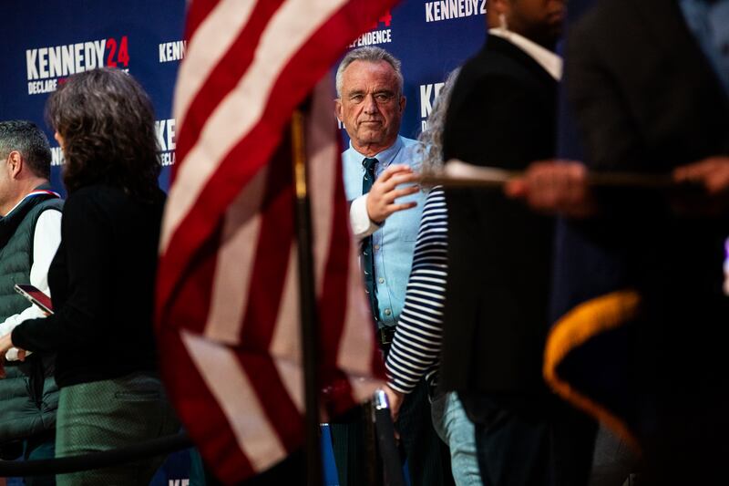 Independent presidential candidate Robert F Kennedy jnr with supporters in Grand Rapids, Michigan. Emily Elconin/Getty Images)