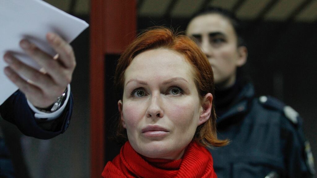 Suspect Yulia Kuzmenko at a court hearing in Kiev over the murder of Pavel Sheremet. Photograph: Stepan Franko/EPA