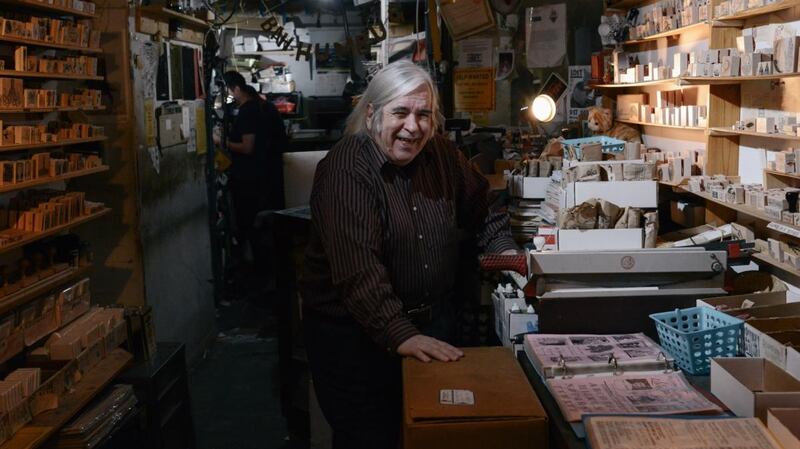 John Casey in Casey Rubber Stamps on East 11TH Street in New York’s East Village. Photograph: Lauren Crothers