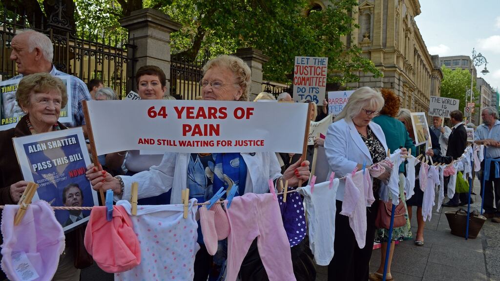 Demonstrators take part in a protest held by the group Survivors of Symphysiotomy outside Leinster House in 2013. Photograph: Eric Luke