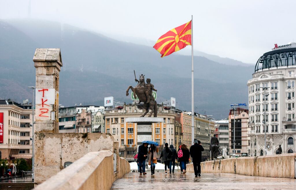 Skopje: a huge bronze statue of Alexander the Great on a horse is one of several recently added monuments. Photograph: Robert Antanasovski/Getty Images