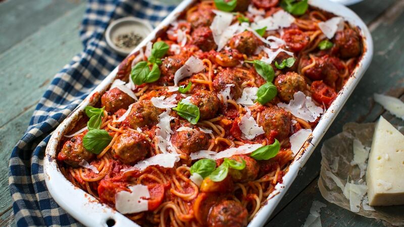 Fennel Sausage Meatball Pasta Bake