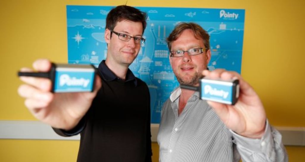 Pointy co-founders Mark Cummins and Charles Bibby: established the company in 2014 and will share $80 million-plus for their 51 per cent stake in the business.