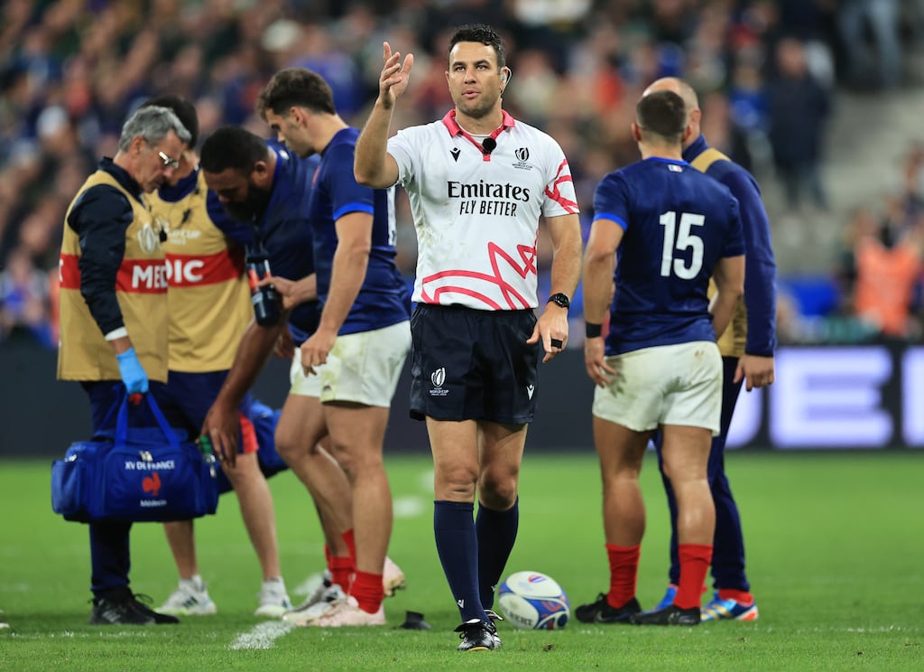 Ben O'Keeffe will take charge of the Rugby World Cup semi-final between England and South Africa. Photograph: Billy Stickland/Inpho