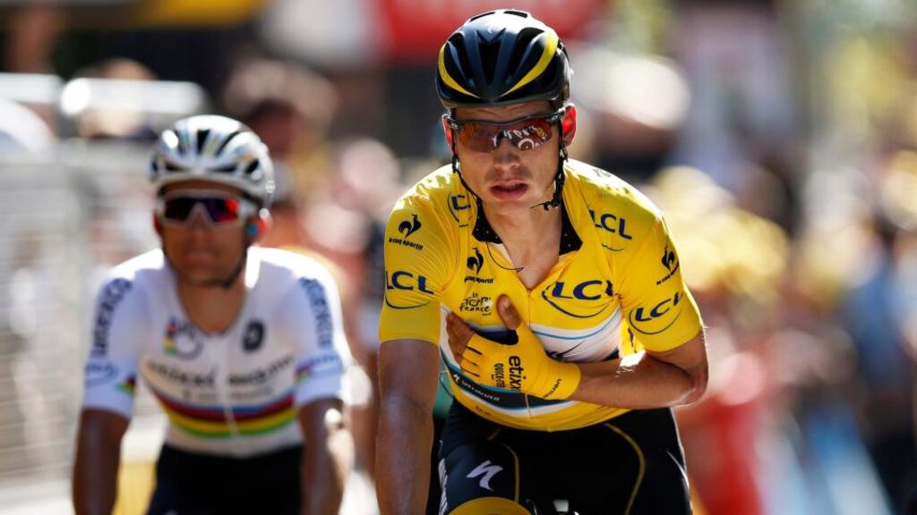 Tour de France leader Tony Martin was forced to retire from race after sustaining a broken collarbone in a crash. Photograph: EP.