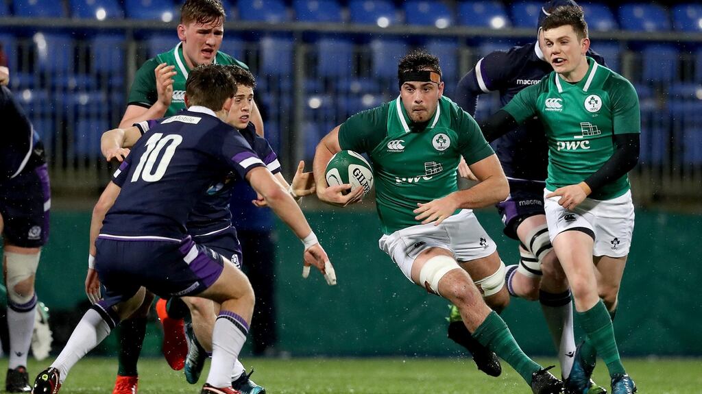 Number eight Jack O’Sullivan has been ruled out of the Under-20 Rugby World Championship along with tighthead prop. Photograph: Photograph: Tommy Dickson/Inpho
