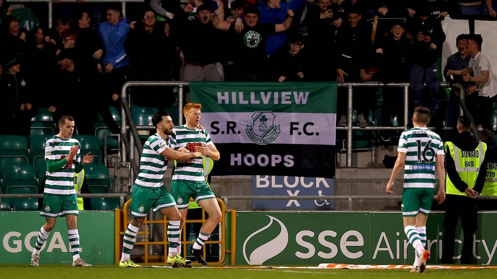 Rory Gaffney celebrates scoring the only goal of the game. Photograph: Ryan Byrne/Inpho