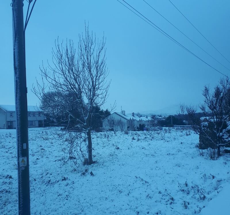 Snow fell in Westport, Co Mayo overnight. Photograph: Orla Buckley