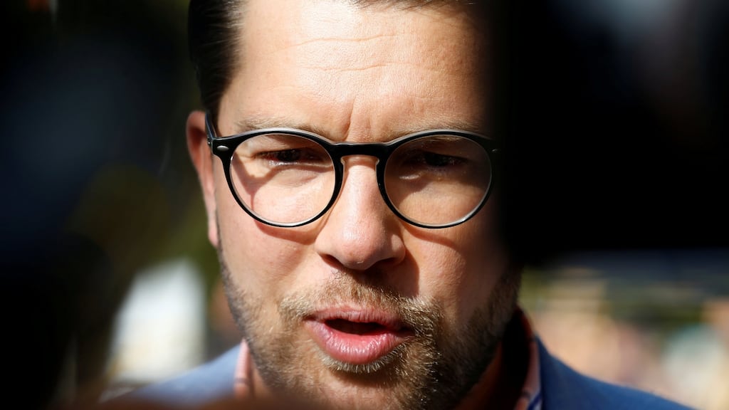 Sweden Democrats leader Jimmie Akesson: while the party has a white supremacist background, mainstream parties might be wise not to exclude them lest they bask as victims of elites. Photograph: Ints Kalnins