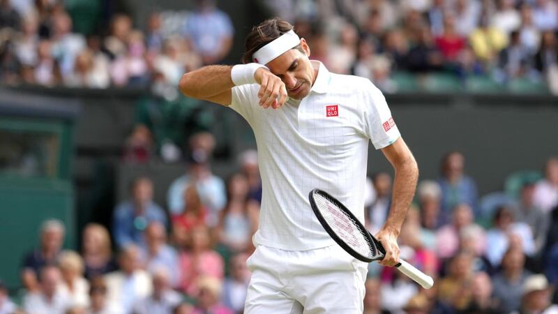 A frustrated Roger Federer during his Wimbledon quarter-final defeat to Poland’s Hubert Hurkacz on Centre Court. Photograph: John Walton/PA Wire