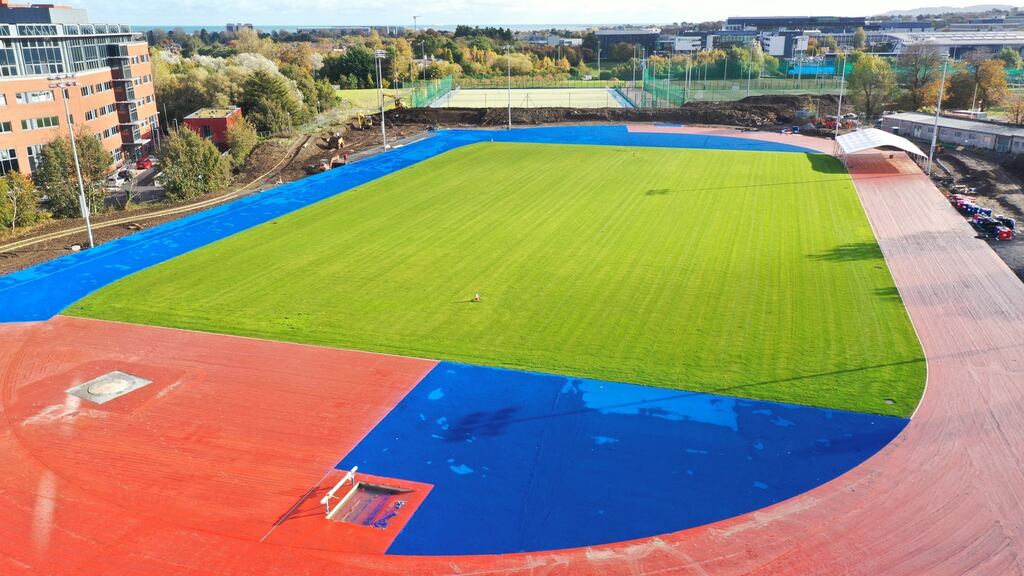 The new running track at UCD nearing completion. Photograph: UCD.